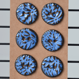 6 pcs. 23 mm ceramic buttons blue/brown lace