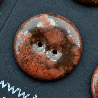 6 pcs. 22mm handmade ceramic buttons copper crystal