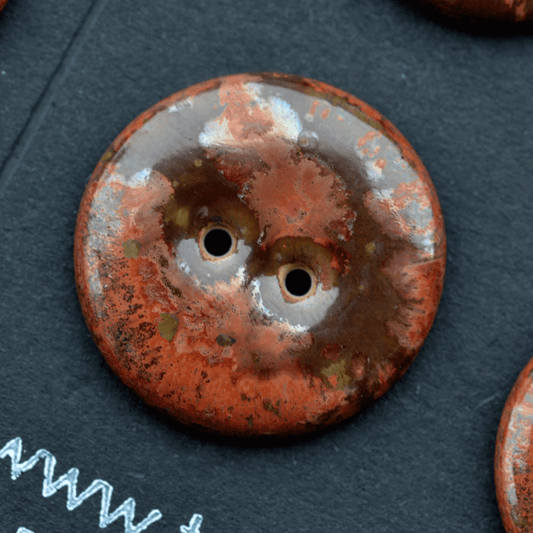6 pcs. 22mm handmade ceramic buttons copper crystal