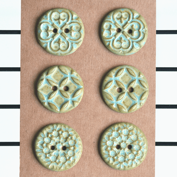 6 pcs. 23mm ceramic buttons shabby chic