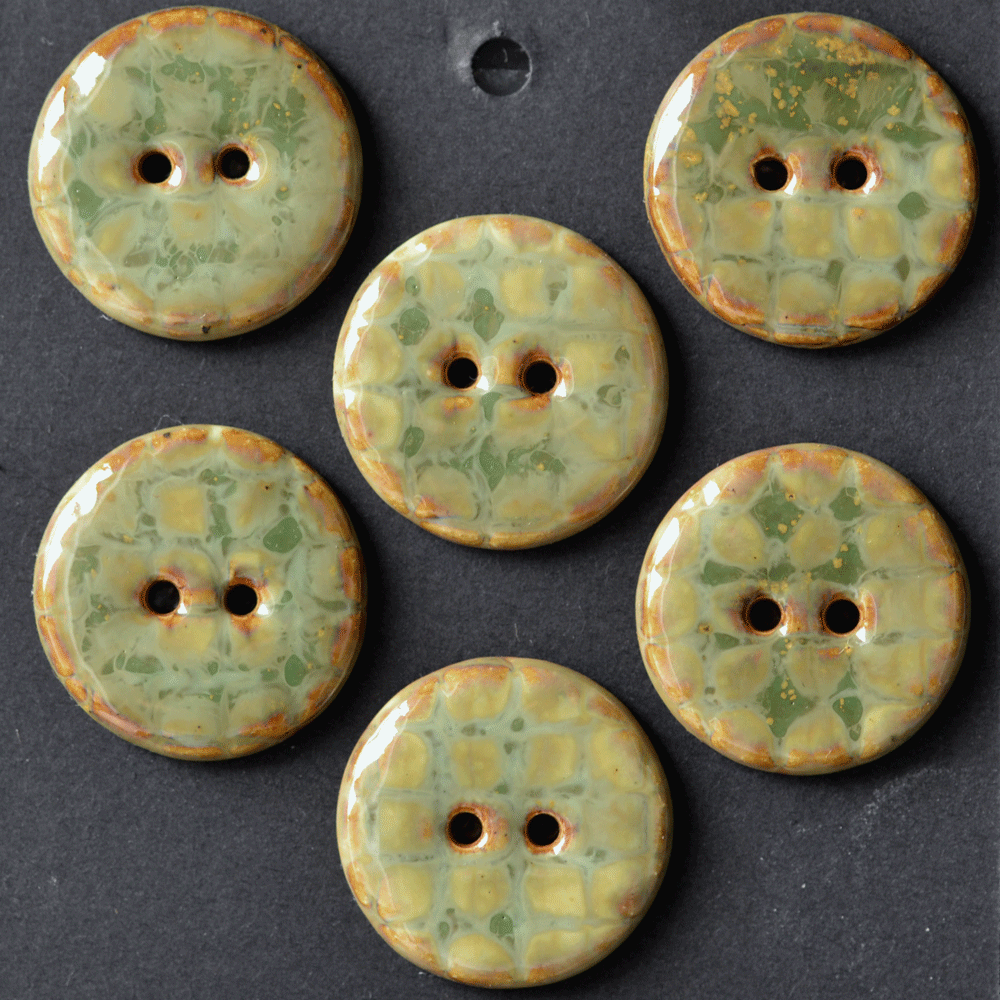 6 pcs. 23mm ceramic buttons olive