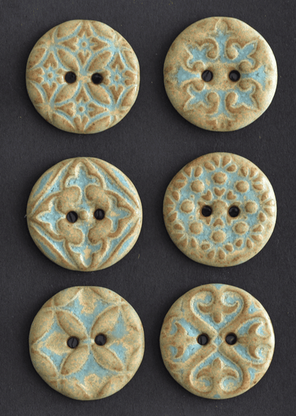 6 pcs. 23mm ceramic buttons shabby chic