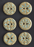 6 pcs. 23mm ceramic buttons shabby chic