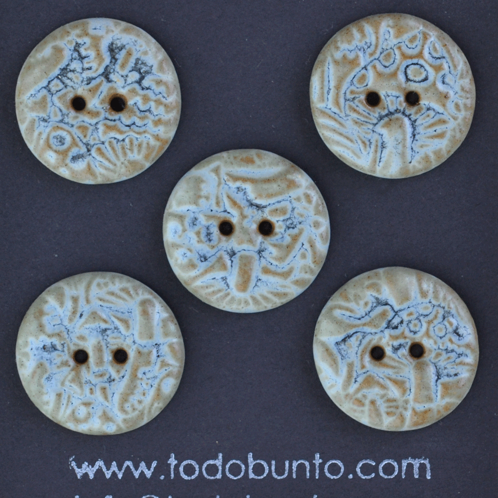 5 pcs. 23mm ceramic buttons green/grey