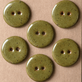 6 pcs. 23mm ceramic buttons deep olive speckle