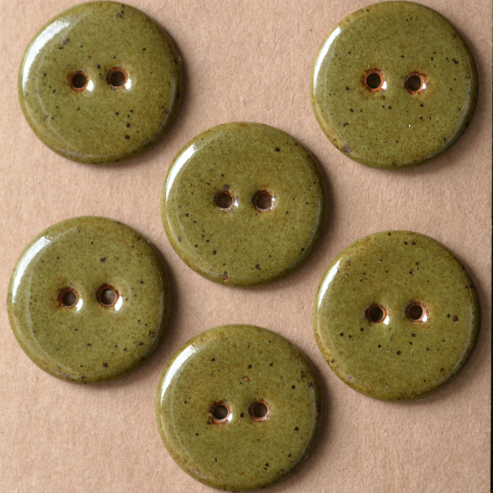 23mm ceramic buttons deep olive speckle