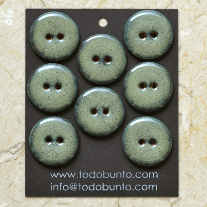 8 pcs. 23mm ceramic buttons dusty green