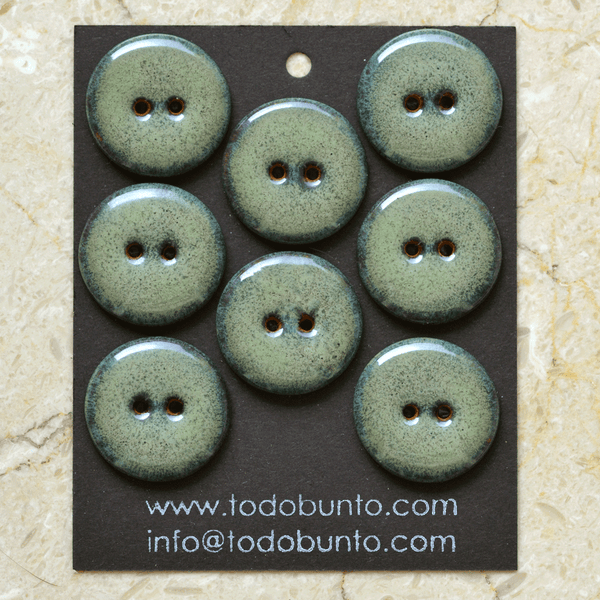 8 pcs. 23mm ceramic buttons dusty green