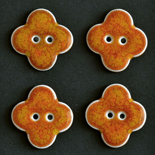 4 pcs. 25x25 mm porcelain buttons burnt orange