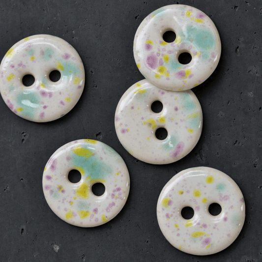 25mm ceramic buttons confetti white
