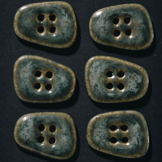 6 pcs. 27 mm ceramic buttons alga marina