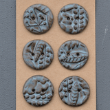 6 pcs. 29mm ceramic buttons blue/brown
