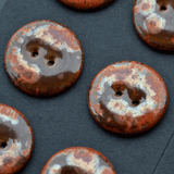 6 pcs. 22mm handmade ceramic buttons copper crystal