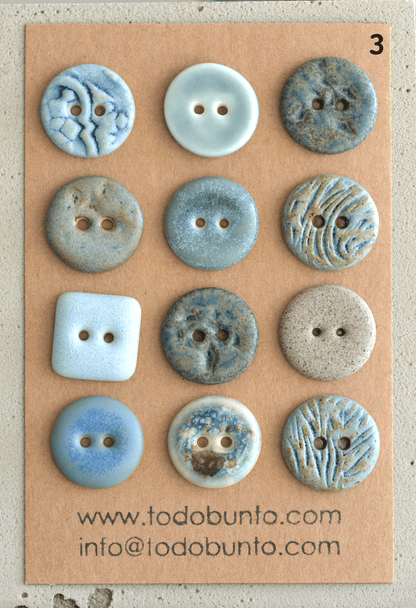 17-19mm ceramic buttons mix blue