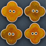 4 pcs. 30x30 mm porcelain buttons burnt orange