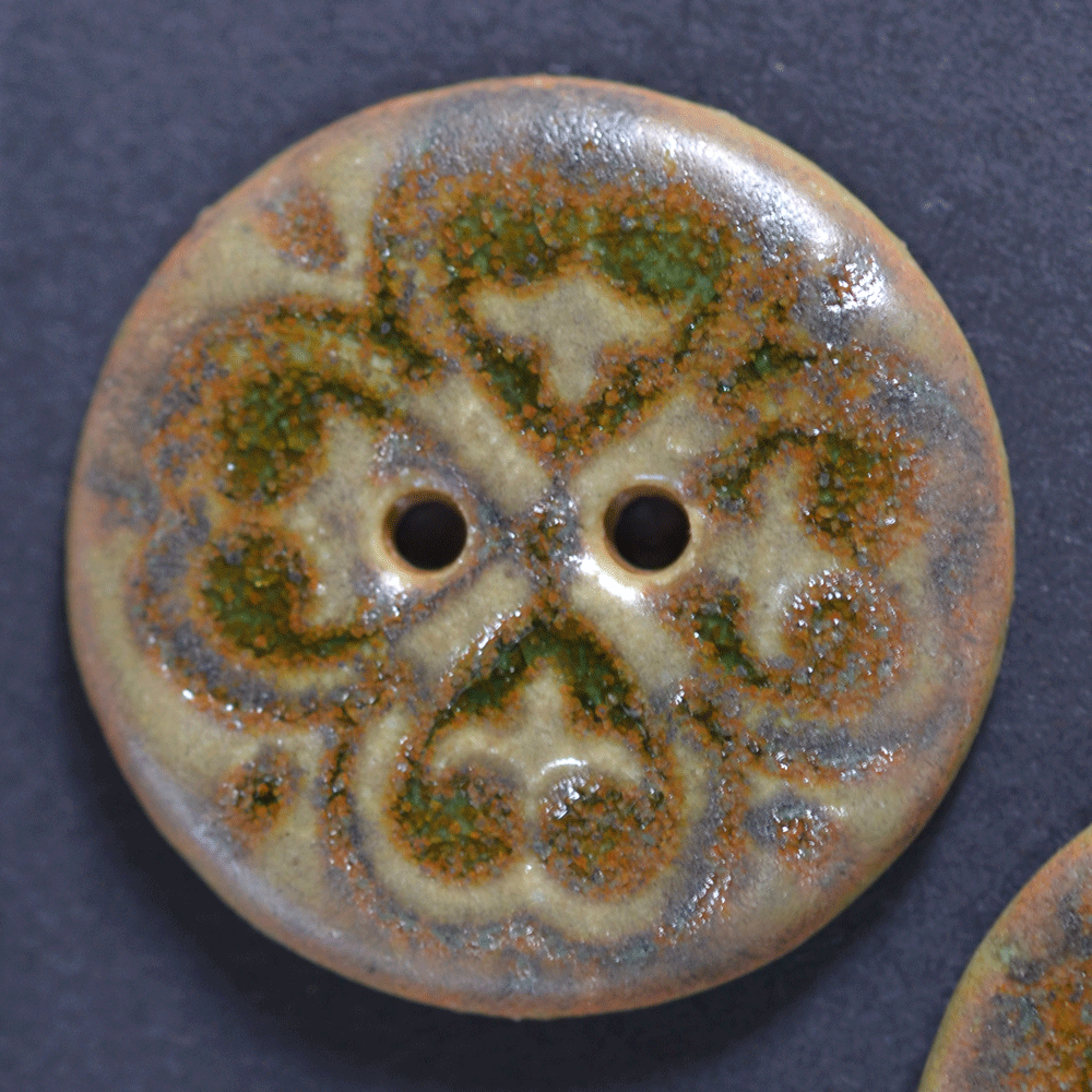6 pcs. 23mm ceramic buttons brown/green