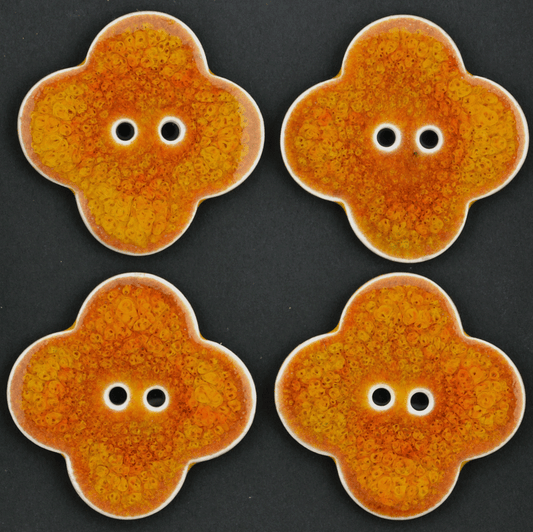 4 pcs. 30x30 mm porcelain buttons burnt orange V2