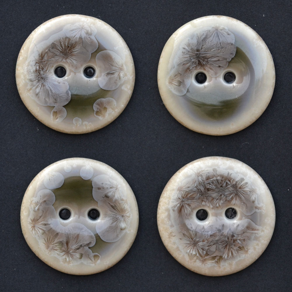 22-23 mm porcelain buttons taupe crystals