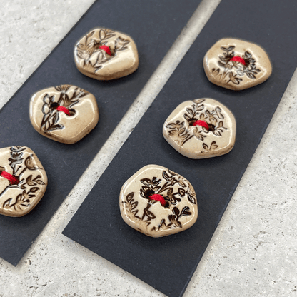 3 pcs 18-19mm ceramic buttons botanique