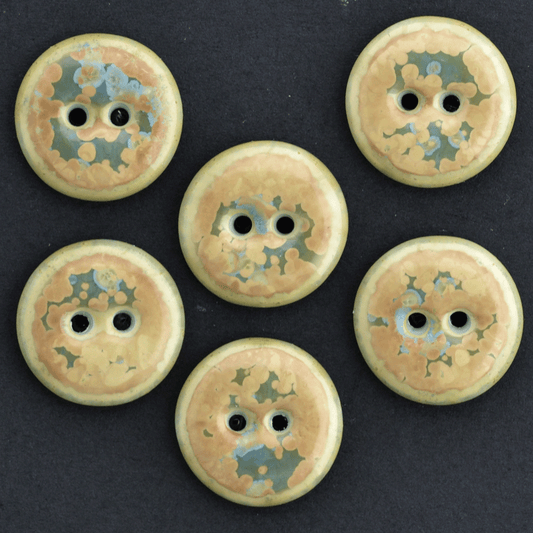 6 pcs. 18mm porcelain buttons crystals