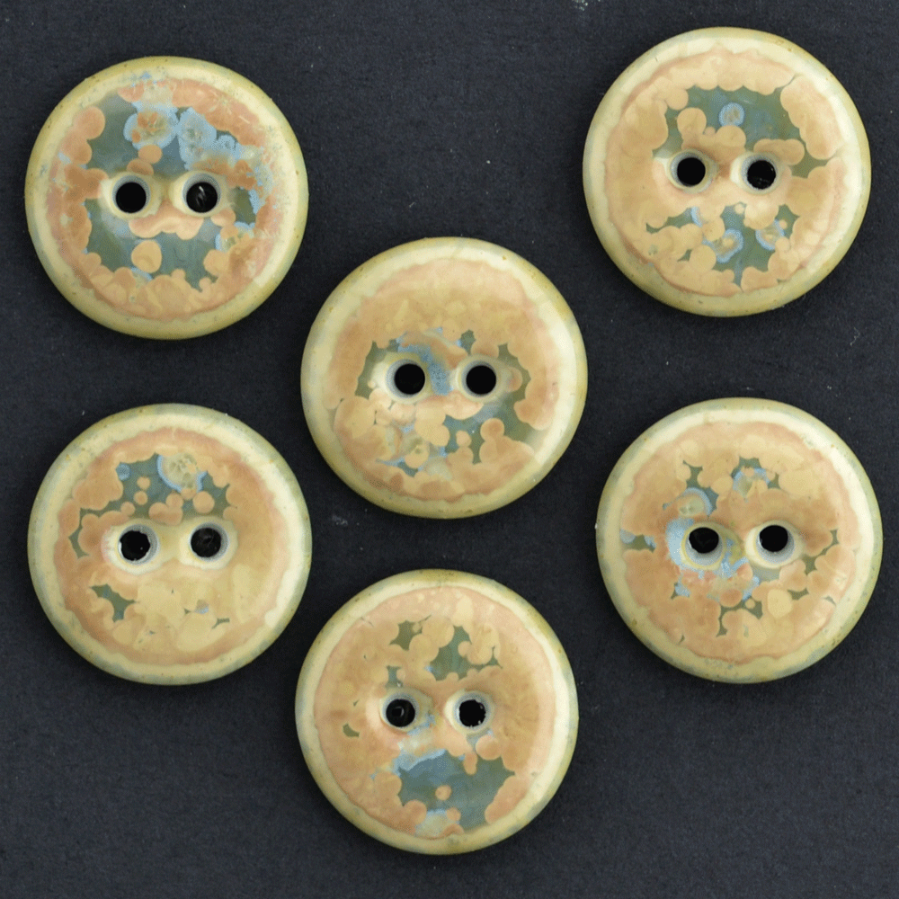 6 pcs. 18mm porcelain buttons crystals