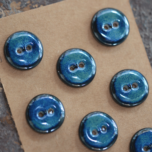 6 pcs 17 mm ceramic buttons blue/green