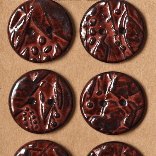 6 pcs. 29-30mm ceramic buttons cinnabar