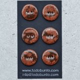 6 pcs. 22mm handmade ceramic buttons copper crystal