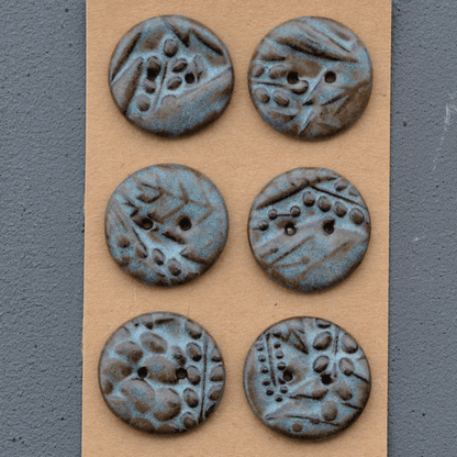 6 pcs. 29mm ceramic buttons blue/brown v2