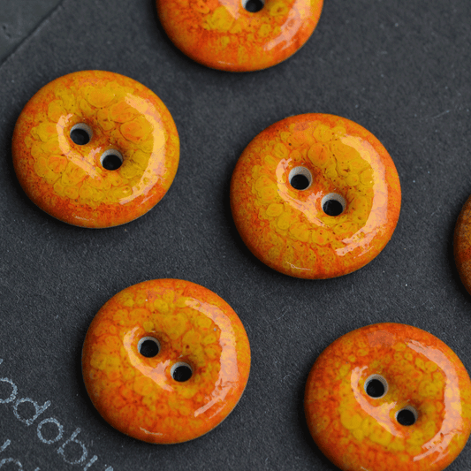 8 pcs. 17-18mm  porcelain buttons glowing orange