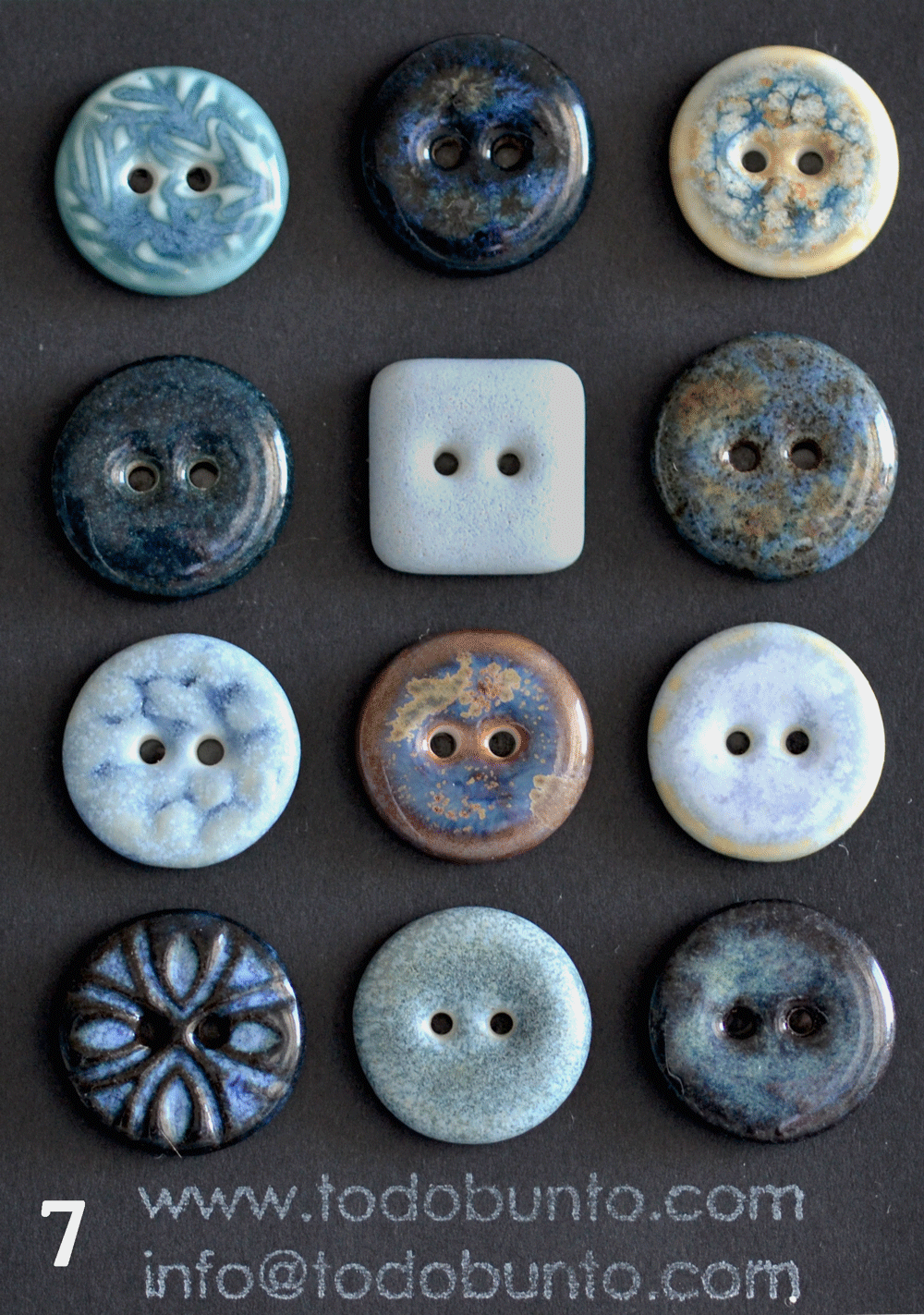 17-19mm ceramic buttons mix blue