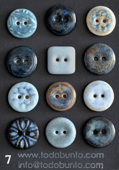 17-19mm ceramic buttons mix blue