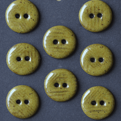 8 pcs. 17-18mm ceramic buttons deep olive speckle