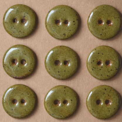 18mm ceramic buttons deep olive speckle