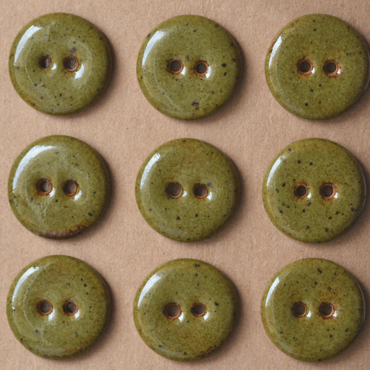 18mm ceramic buttons deep olive speckle