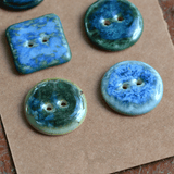 6 pcs. 22-23mm porcelain buttons mix green/blue