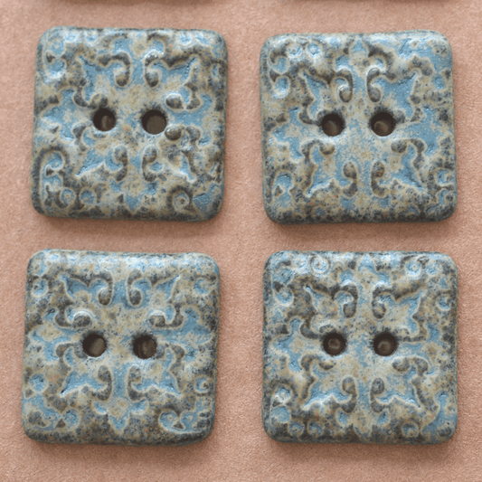 6 pcs. 20x20mm ceramic buttons oriental