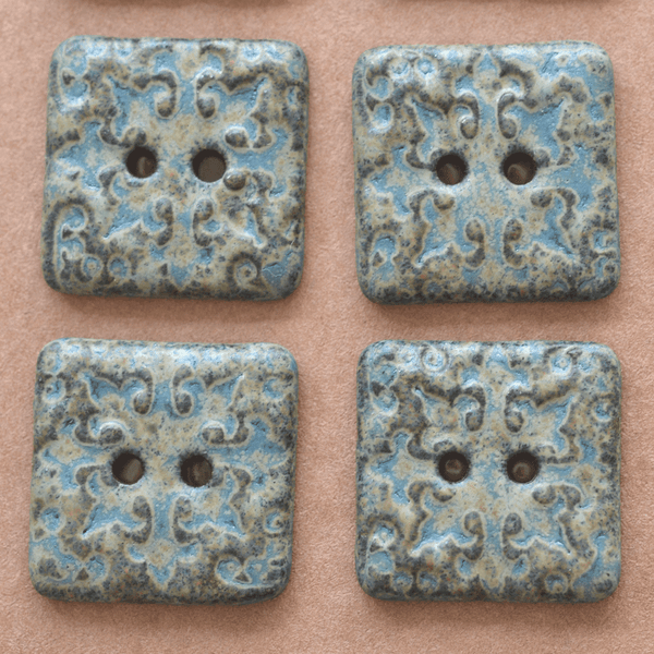 6 pcs. 20x20mm ceramic buttons oriental