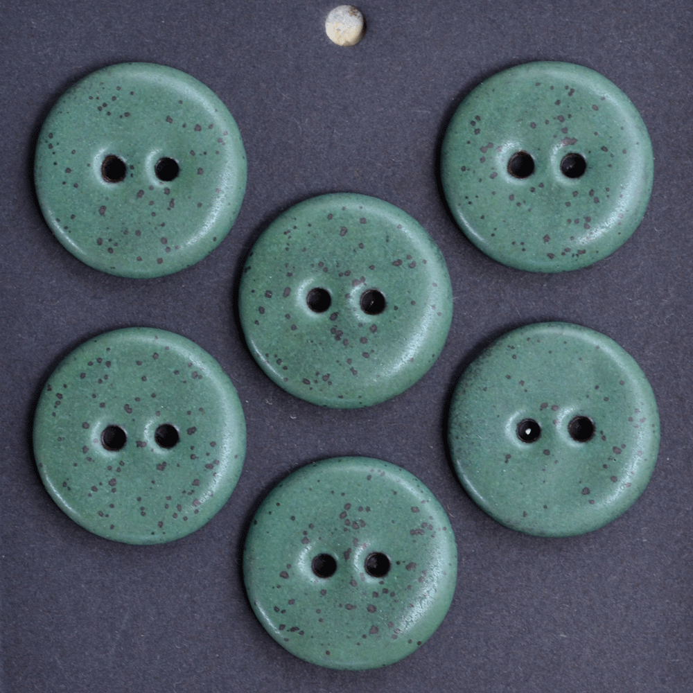 6 pcs 20 mm ceramic buttons dark green