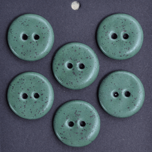 6 pcs 20 mm ceramic buttons dark green