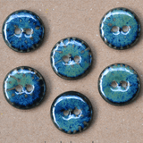 6 pcs 17 mm ceramic buttons blue/green