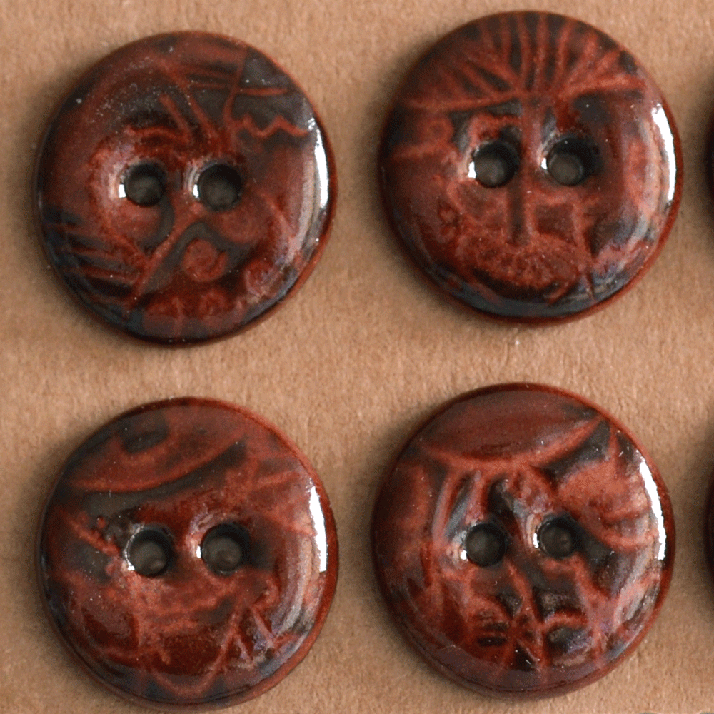 6 pcs. 18mm ceramic buttons cinnabar