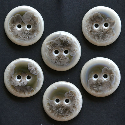 22-23 mm porcelain buttons taupe crystals