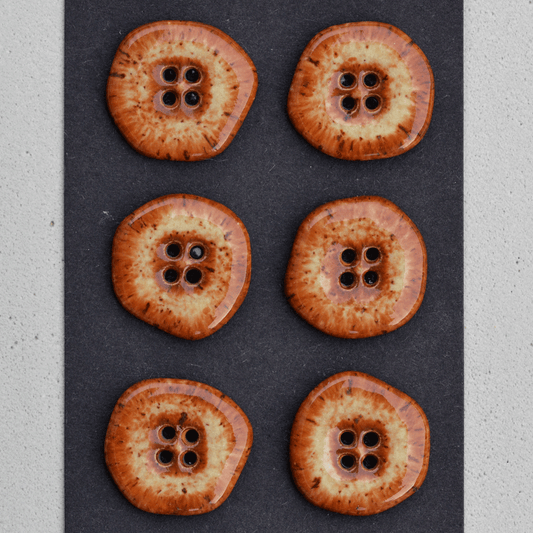 6 pcs. 23mm ceramic buttons rusty brown