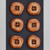 6 pcs. 23mm ceramic buttons rusty brown