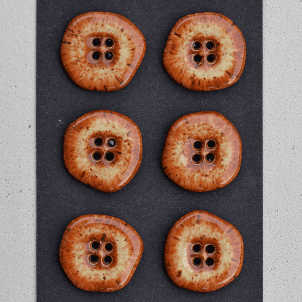 6 pcs. 23mm ceramic buttons rusty brown