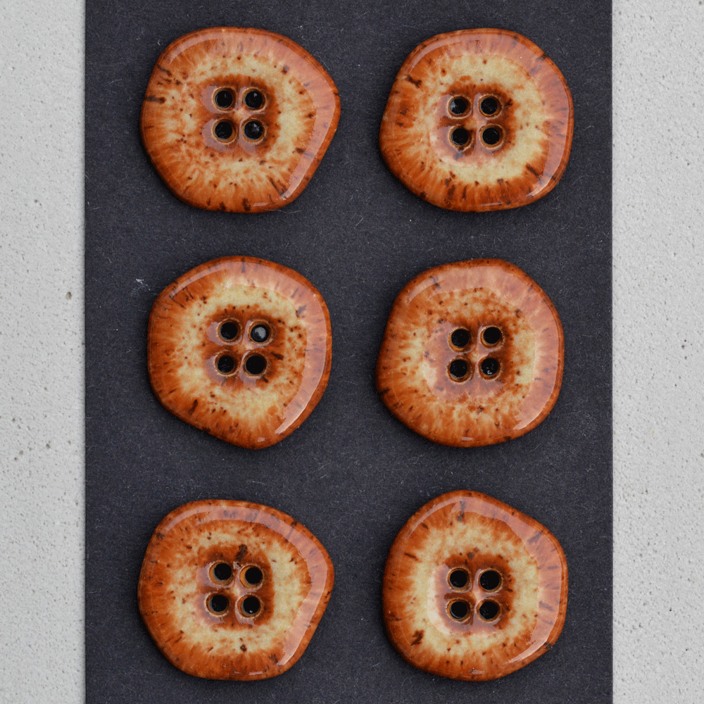 6 pcs. 23mm ceramic buttons rusty brown
