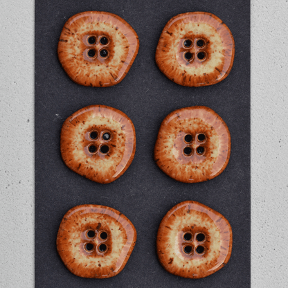 6 pcs. 23mm ceramic buttons rusty brown