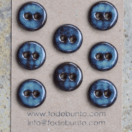 8 pcs. 18/19mm ceramic buttons brown/turquoise