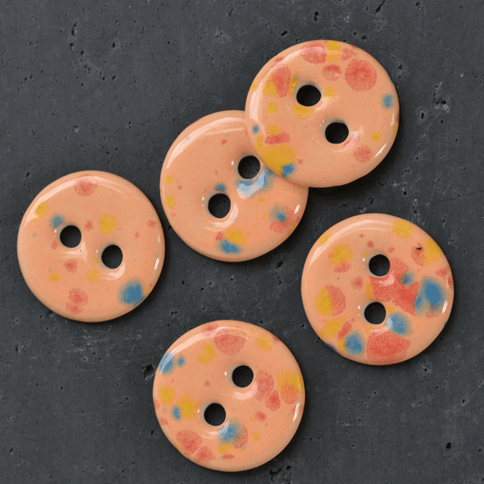 6pcs 25mm ceramic buttons apricot